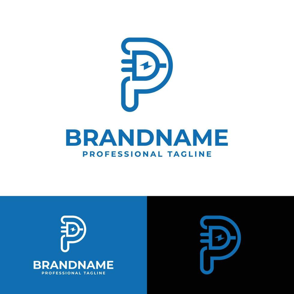 brief p plug logo, geschikt voor ieder bedrijf verwant naar plug met p voorletter. vector
