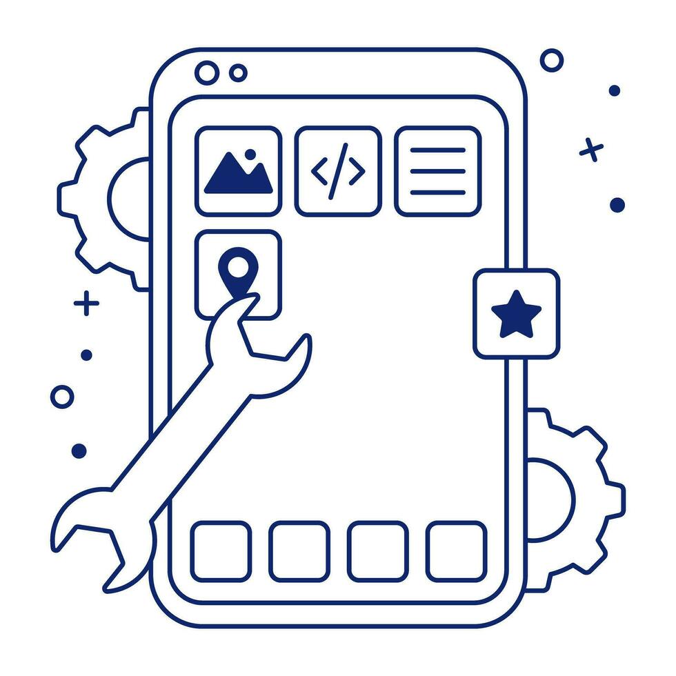conceptuele ontwerp icoon van mobiel apps ontwikkeling vector