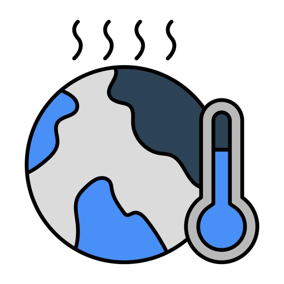 thermometer met wereldbol aanduiding concept van globaal temperatuur vector