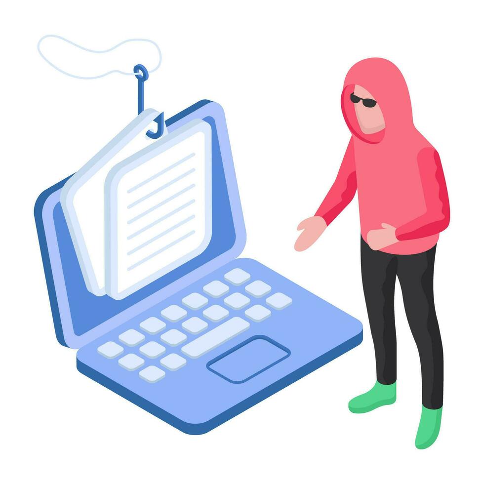 uniek ontwerp illustratie van document phishing vector