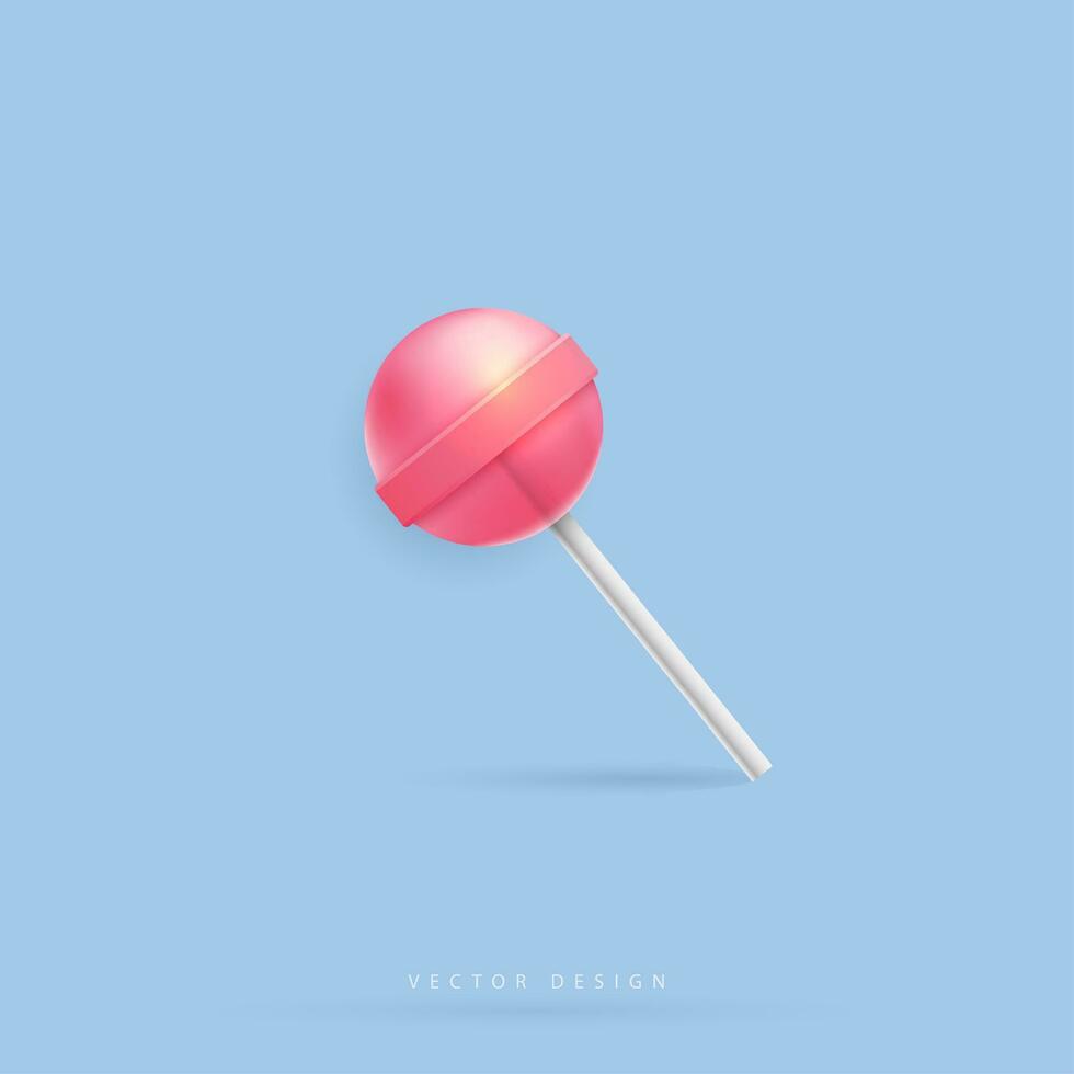 zoet schattig roze lolly Aan stok in tekenfilm stijl. zoet schattig roze lolly Aan stok in tekenfilm stijl. snoep voor kinderen. vector ontwerp.