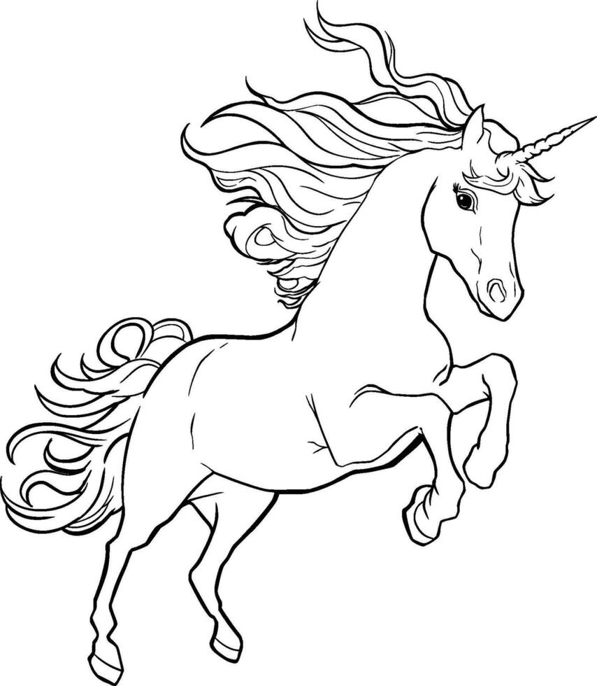 eenhoorn paard kleur tekening vector