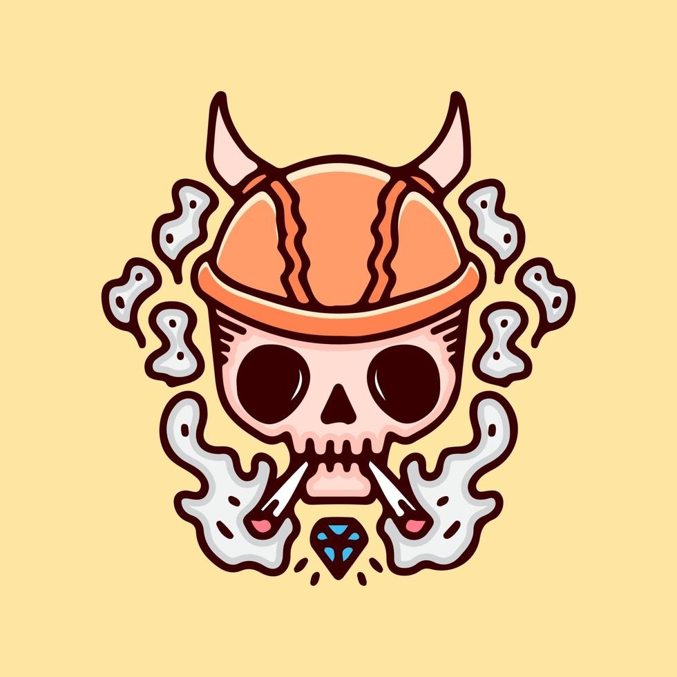 onkruid Viking schedel rook illustratie. vectorafbeeldingen voor t-shirt vector