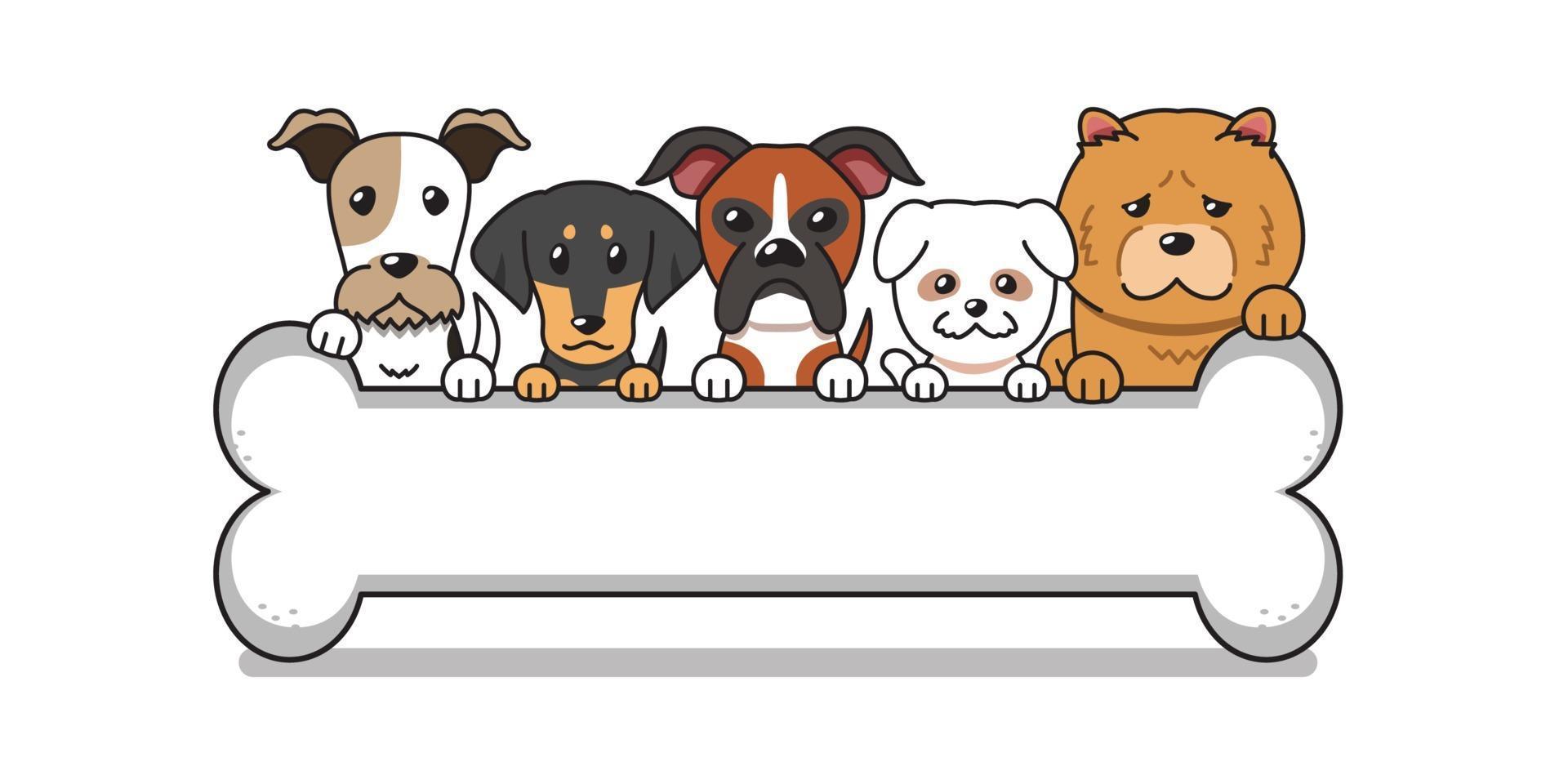 vector cartoon honden met groot bot