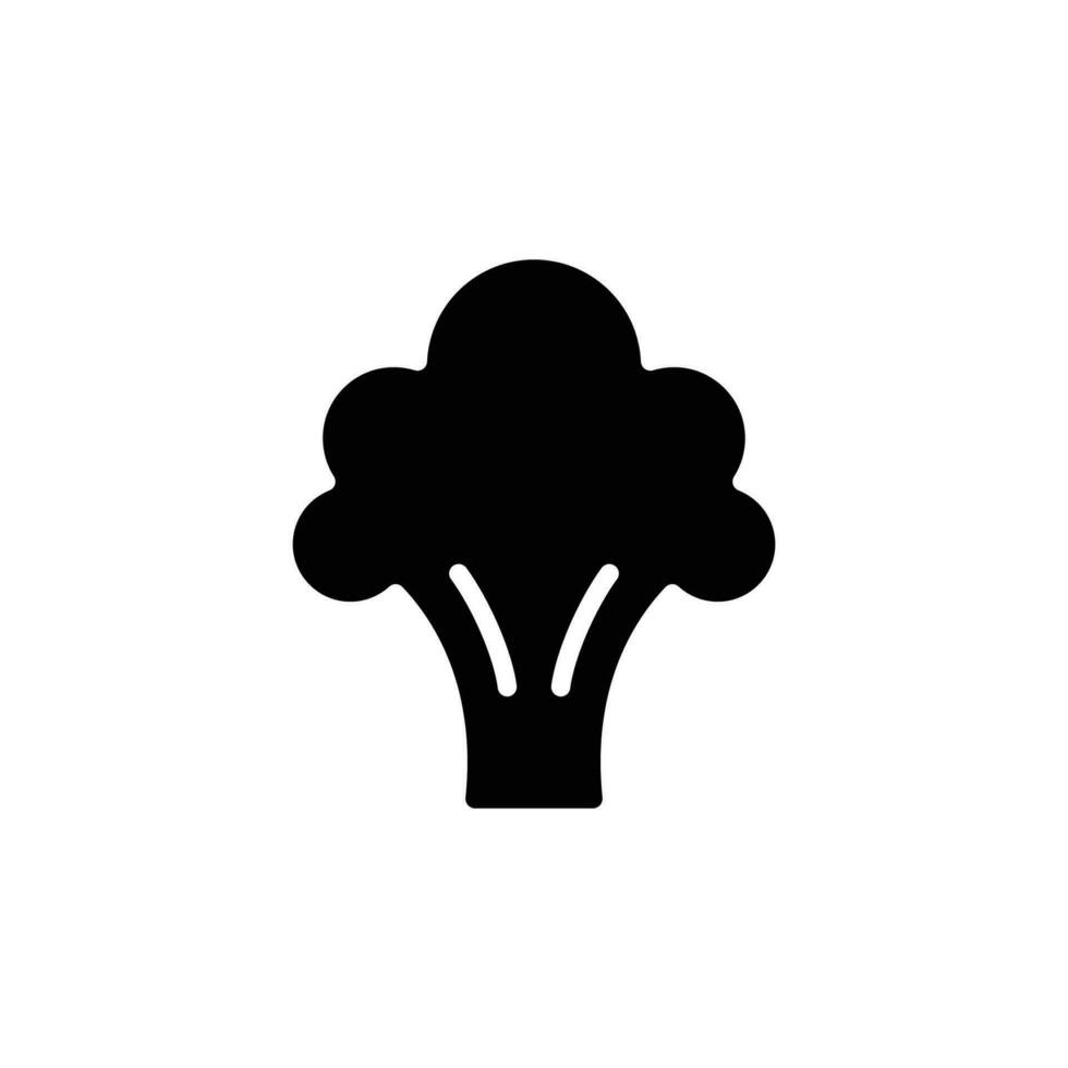 broccoli icoon. gemakkelijk solide stijl. groente, plant, gezond, natuurlijk, biologisch, eetpatroon, vers, voedsel concept. zwart silhouet, glyph symbool. vector illustratie geïsoleerd Aan wit achtergrond.