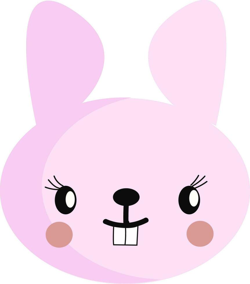 een schattig roze konijn gezicht met groot ogen vector