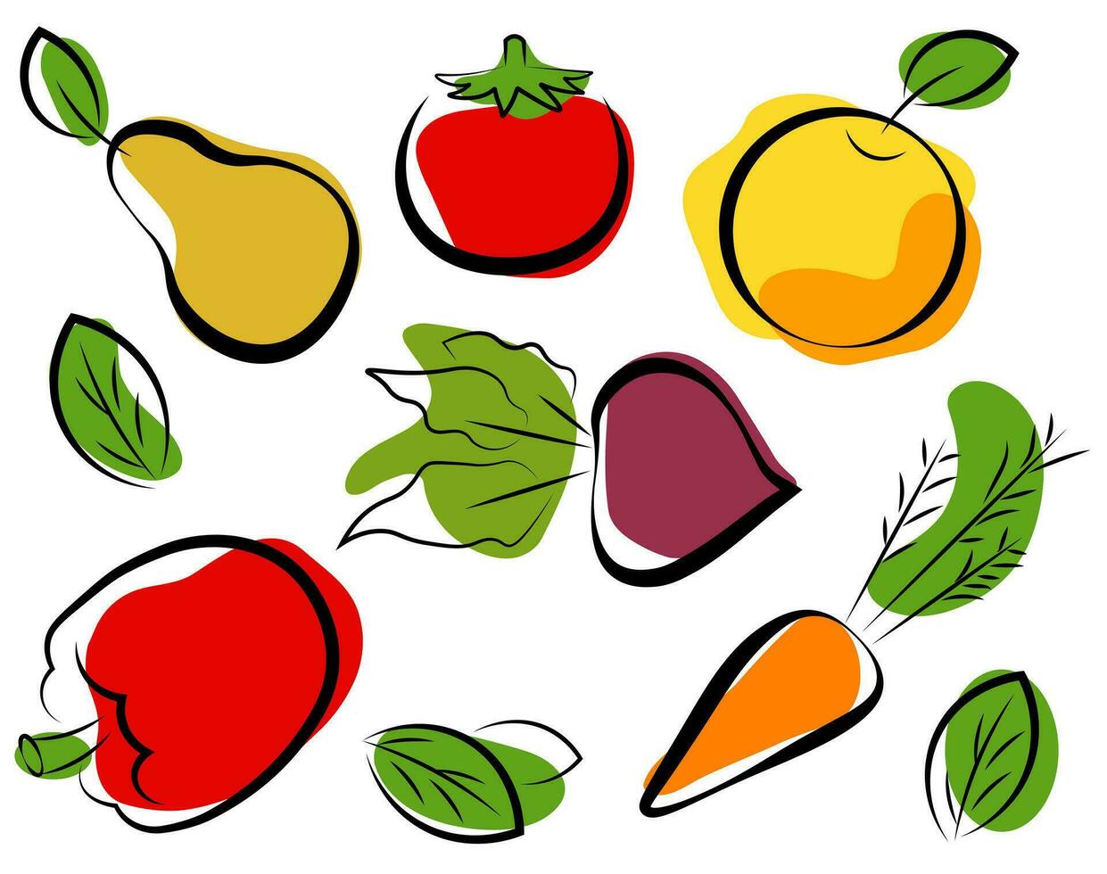 groenten en fruit Aan een wit achtergrond vector