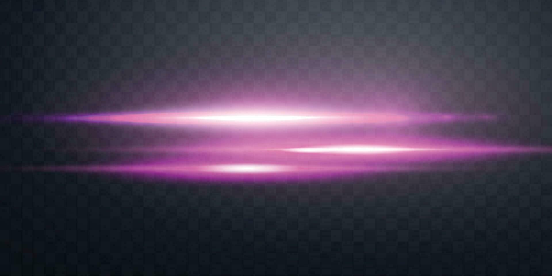 roze horizontaal lens gloed. zon flash met stralen of roze schijnwerper. vector illustratie.