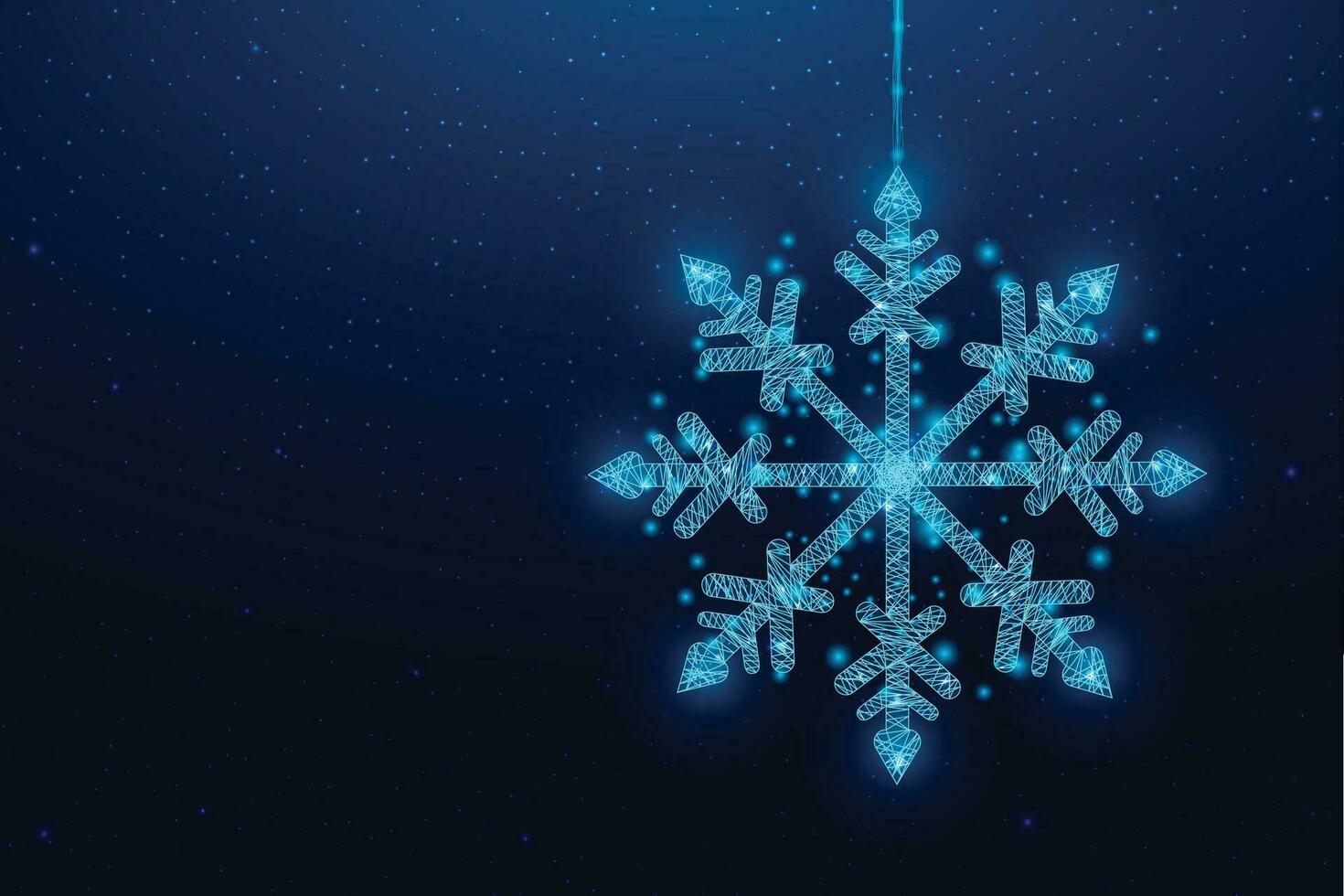 hangende wireframe sneeuwvlok in laag poly stijl. Kerstmis en nieuw jaar concept. abstract modern vector illustratie geïsoleerd Aan blauw achtergrond