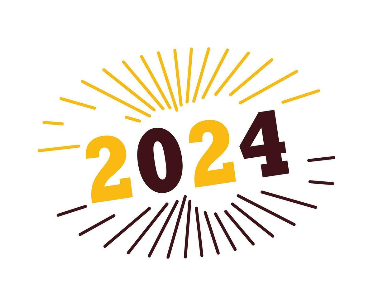 2024 gelukkig nieuw jaar vakantie grafisch ontwerp kastanjebruin en geel abstract vector logo symbool illustratie
