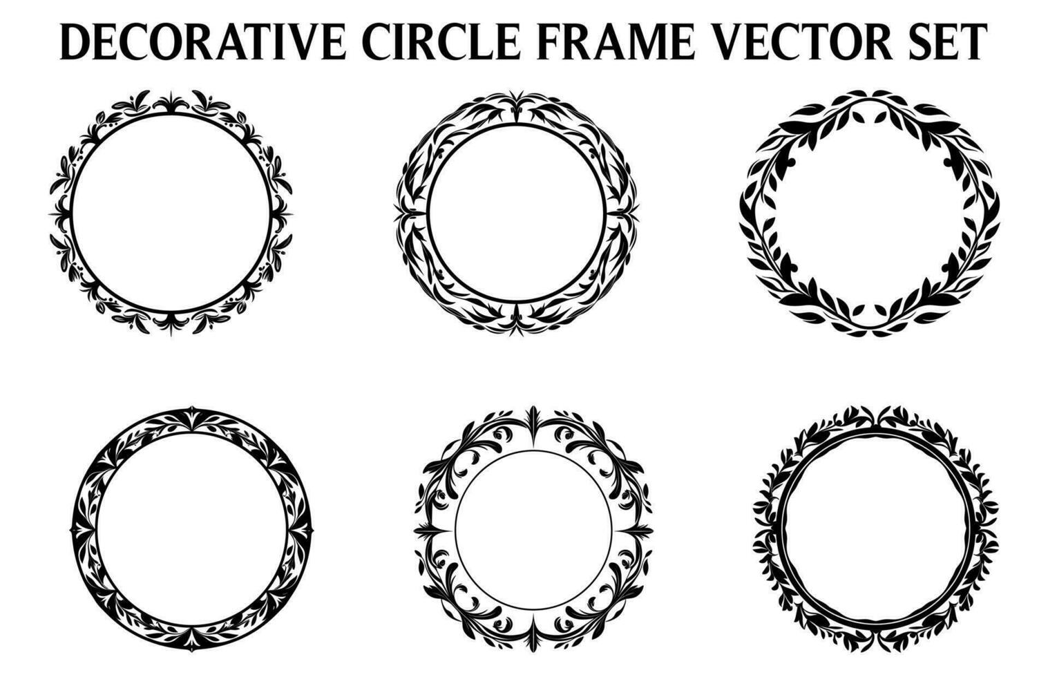 vrij wijnoogst decoratief sier- cirkel kader vector set, ronde vector sier- kader en filigraan bloemen ornamenten