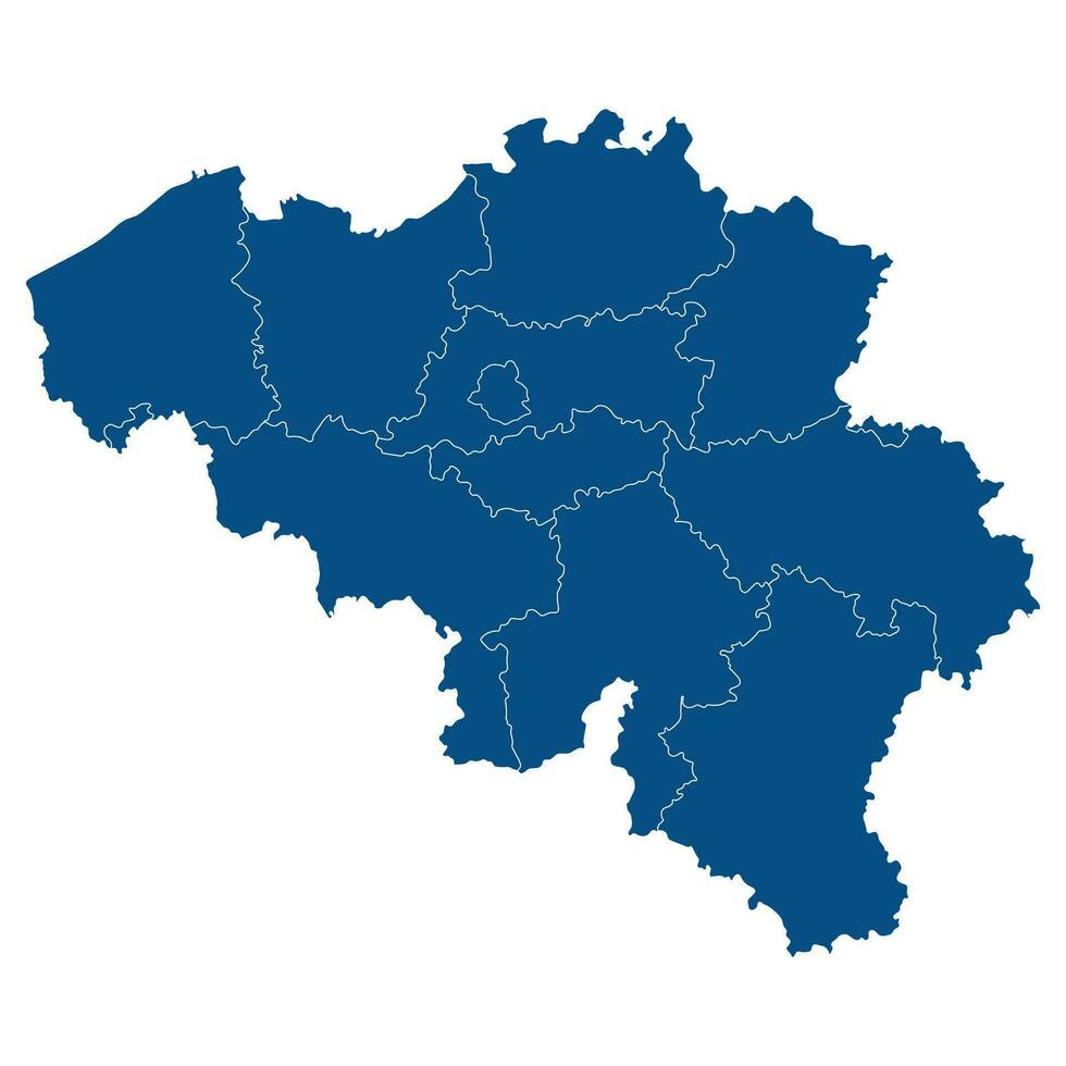 belgie kaart met administratief. kaart van belgie in blauw vector