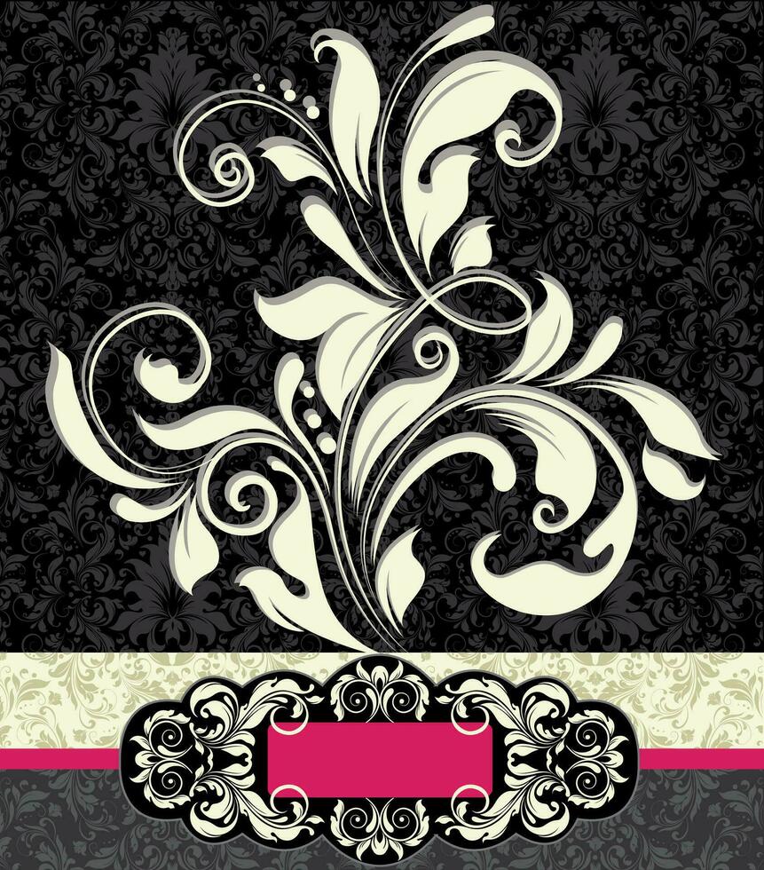 wijnoogst uitnodiging kaarten met overladen elegant abstract bloemen ontwerp vector