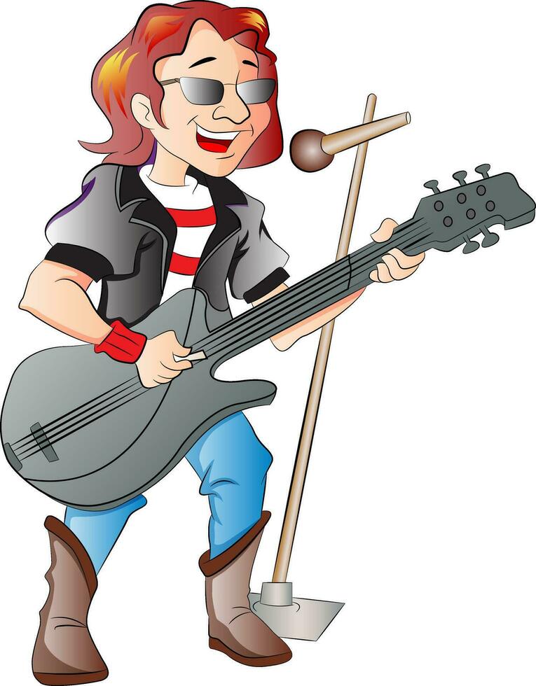 zanger gitarist, illustratie vector