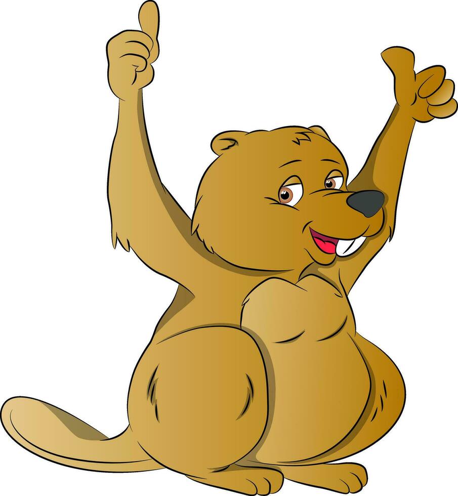 bever met twee duimen omhoog, illustratie vector