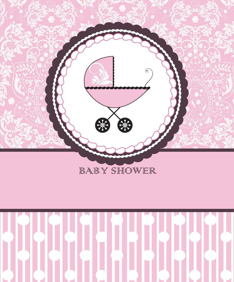 wijnoogst baby douche uitnodiging kaart met overladen elegant retro abstract bloemen ontwerp vector