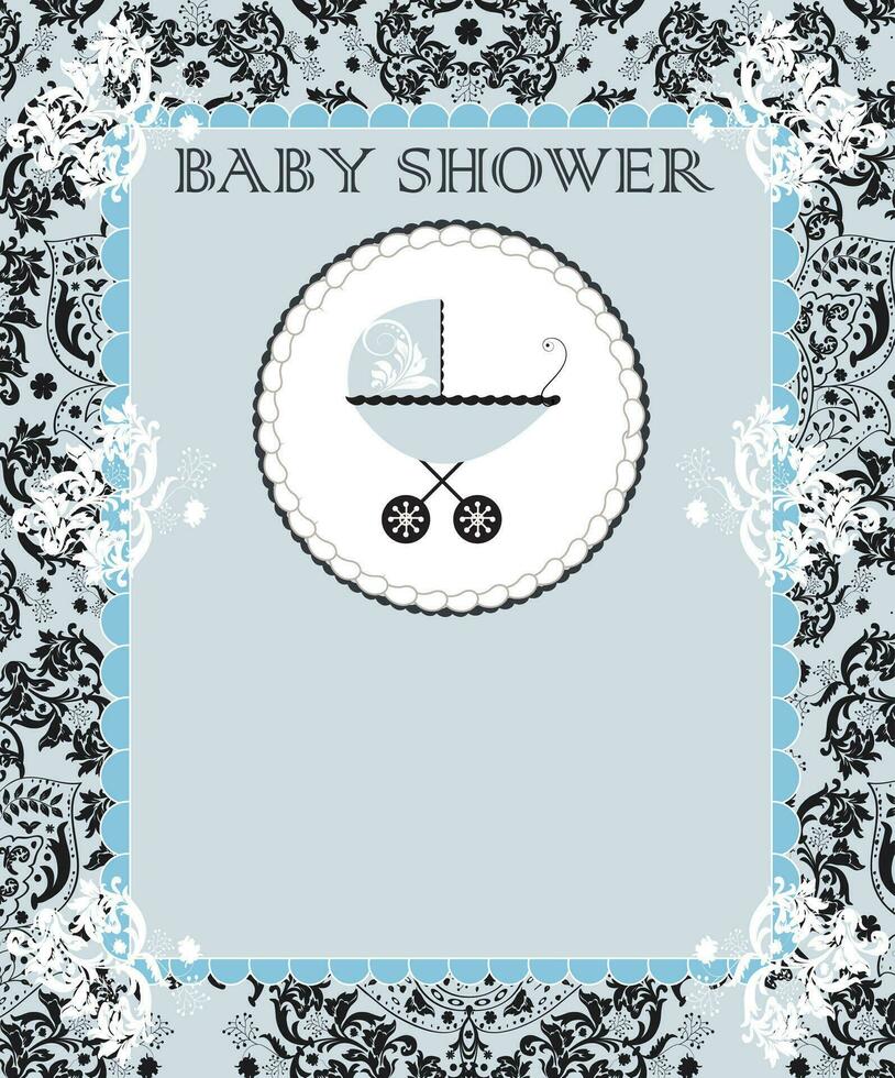 wijnoogst baby douche uitnodiging kaart met overladen elegant abstract bloemen ontwerp vector