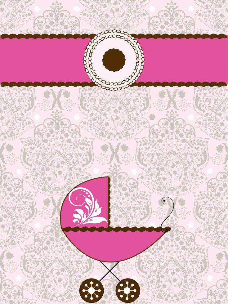 wijnoogst baby douche uitnodiging kaart met overladen elegant abstract bloemen ontwerp vector