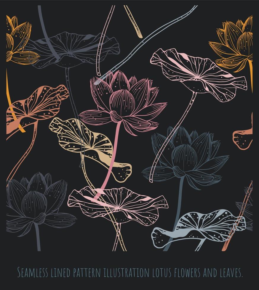 naadloze bekleed patroon illustratie lotusbloemen en bladeren. vector