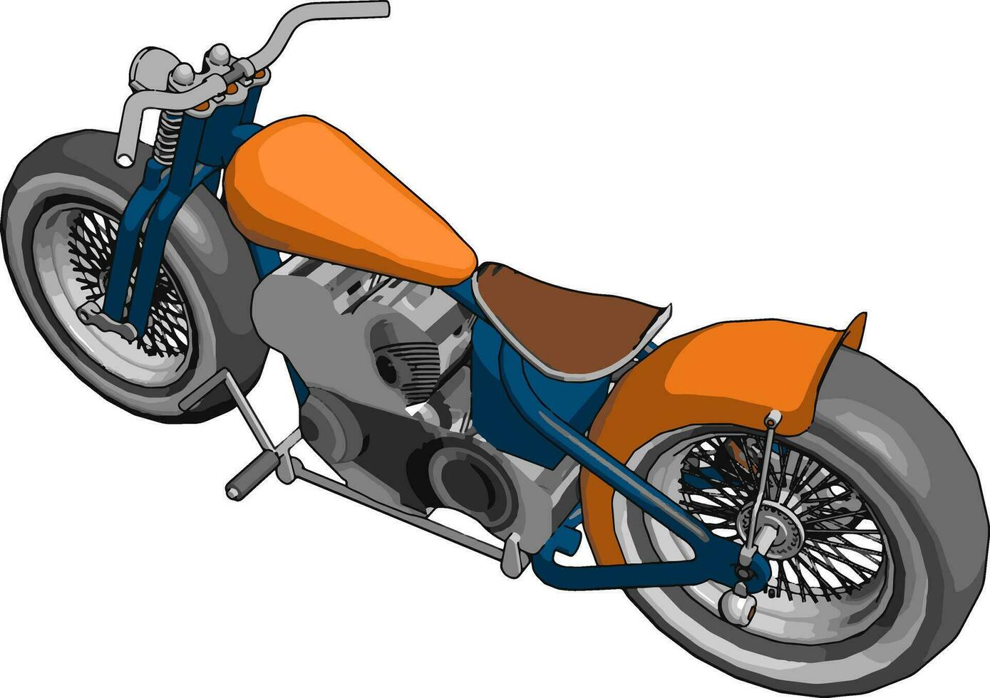 oranje motorfiets, illustratie, vector Aan wit achtergrond.