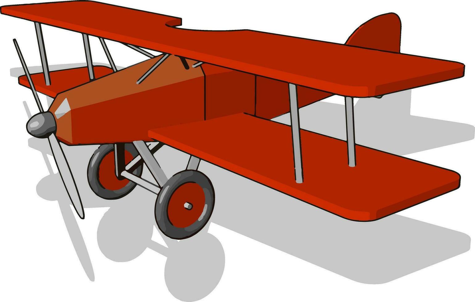 rood vliegtuig speelgoed, illustratie, vector Aan wit achtergrond.
