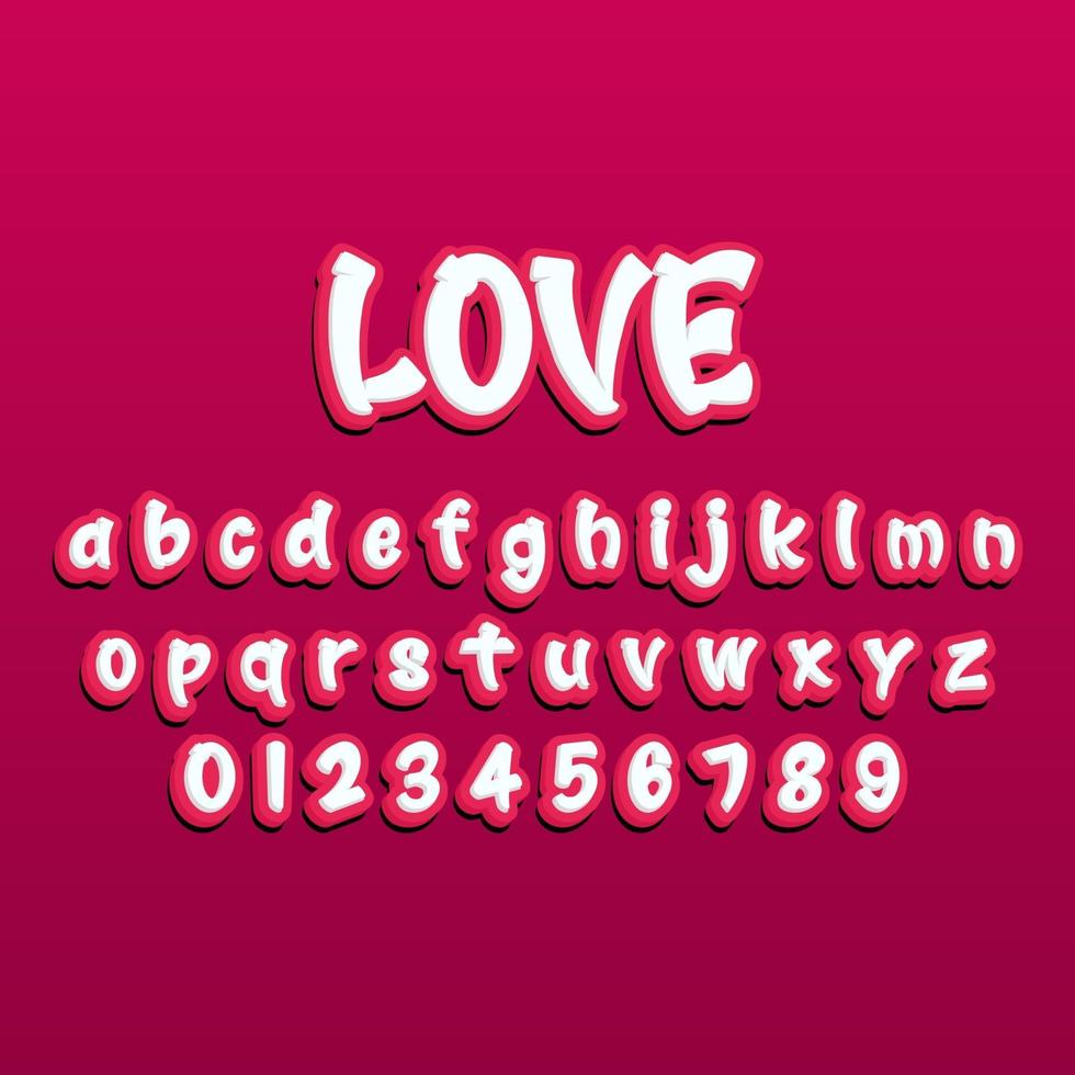 liefde lettertype alfabet vector