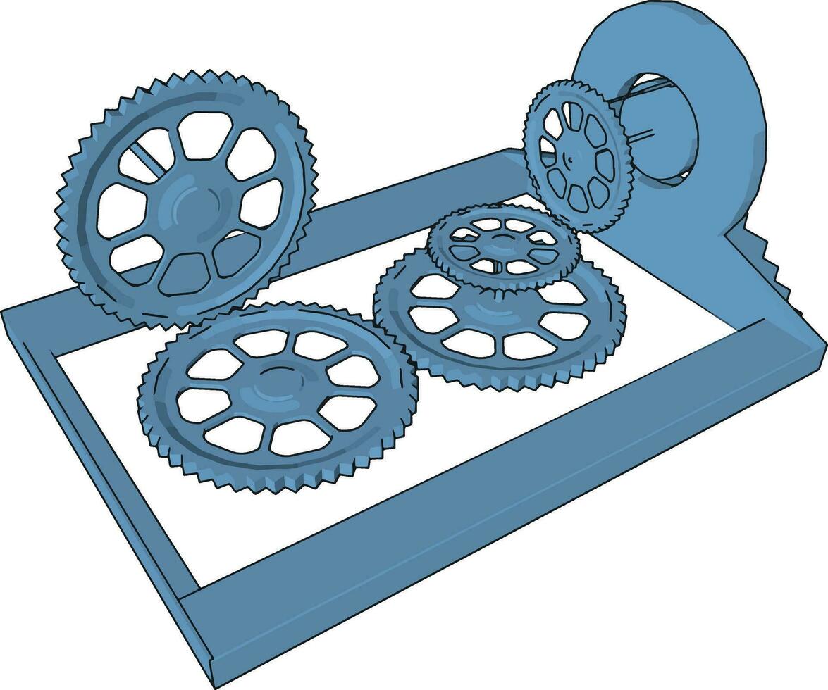 vier tandwiel wielen afbeelding vector of kleur illustratie