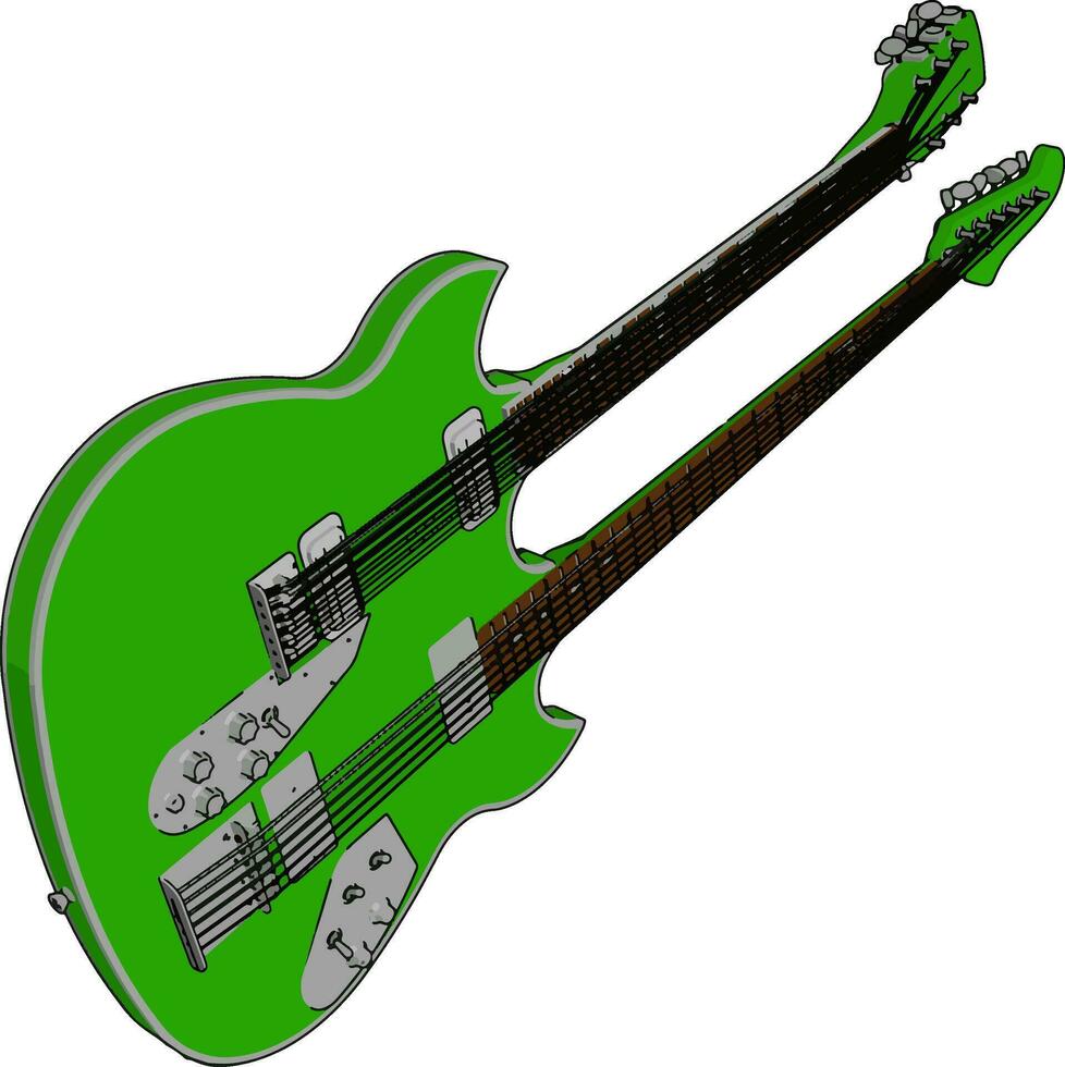 dubbele bas gitaar met haar onderdelen vector of kleur illustratie