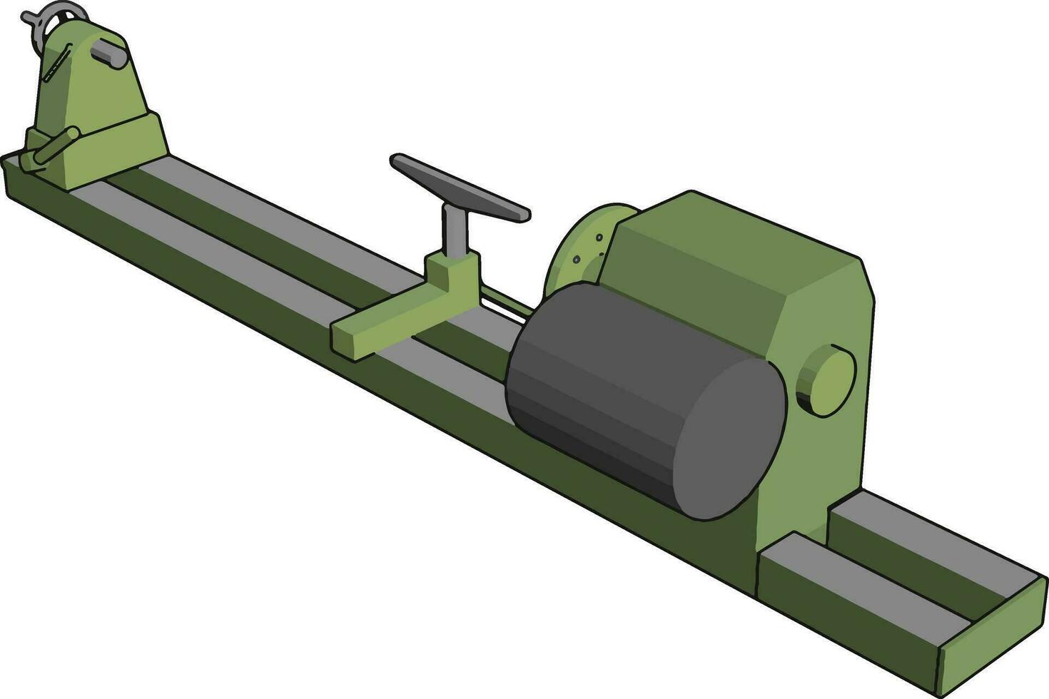 industrieel groen en grijs draaibank vector illustratie Aan wit achtergrond