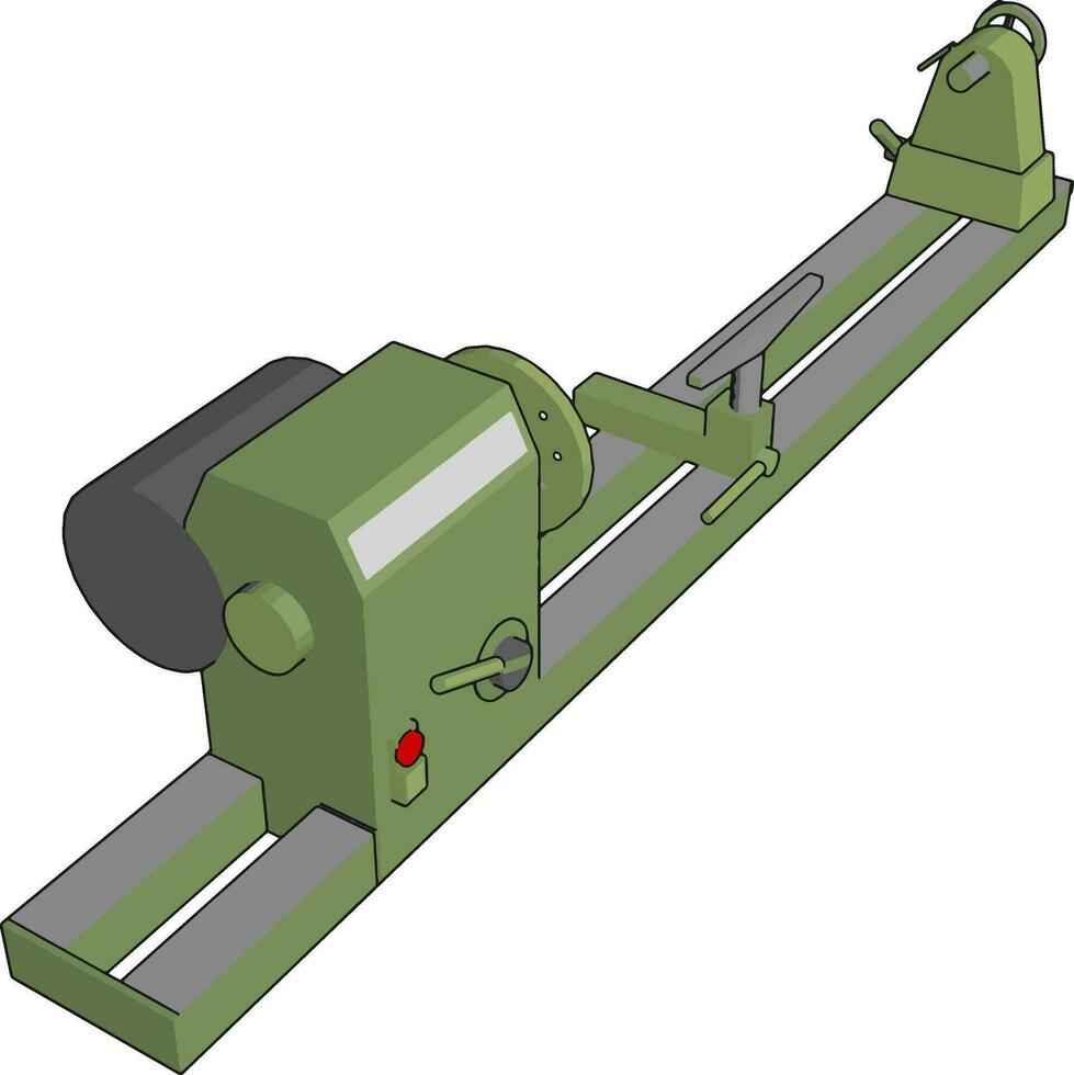 industrieel groen en grijs draaibank vector illustratie Aan wit achtergrond