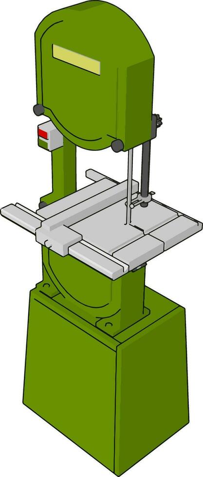 3d vector illustratie Aan wit achtergrond van een groen metaal snijdend zag