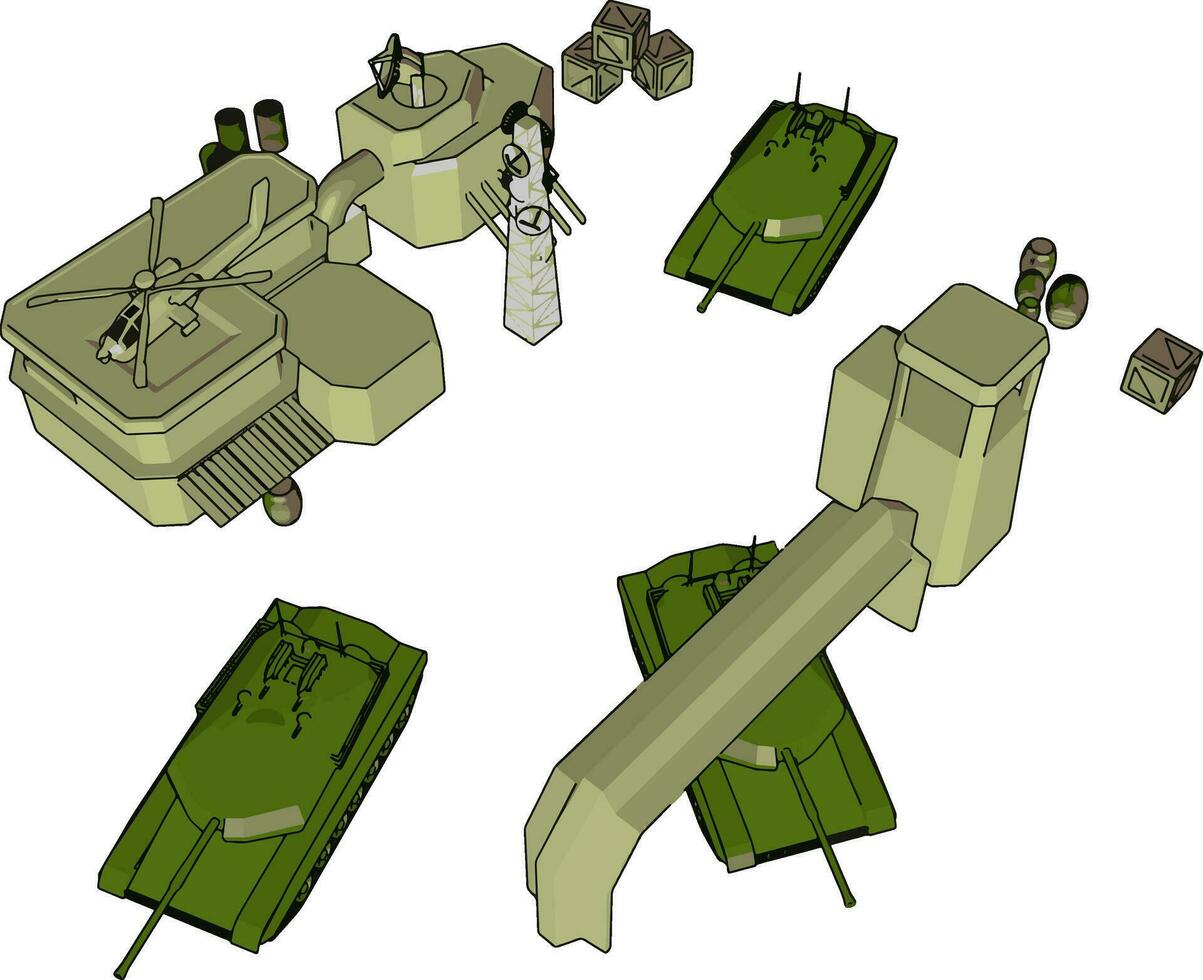 3d vector illustratie Aan wit achtergrond van een leger baseren