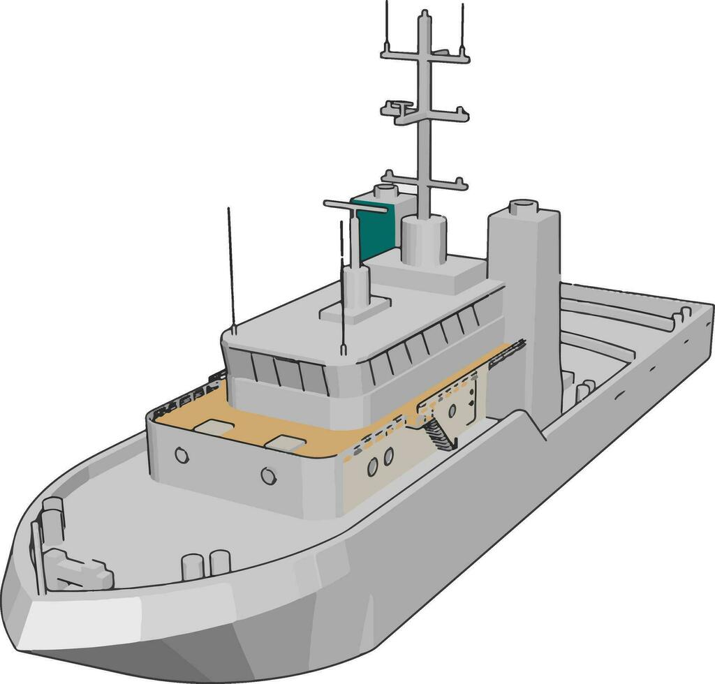 gemakkelijk vetor illustratie van een wit marine strijd schip wit achtergrond vector