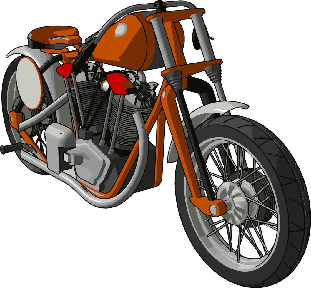 oranje en grijs wijnoogst motorfiets vector illustratie Aan wit achtergrond