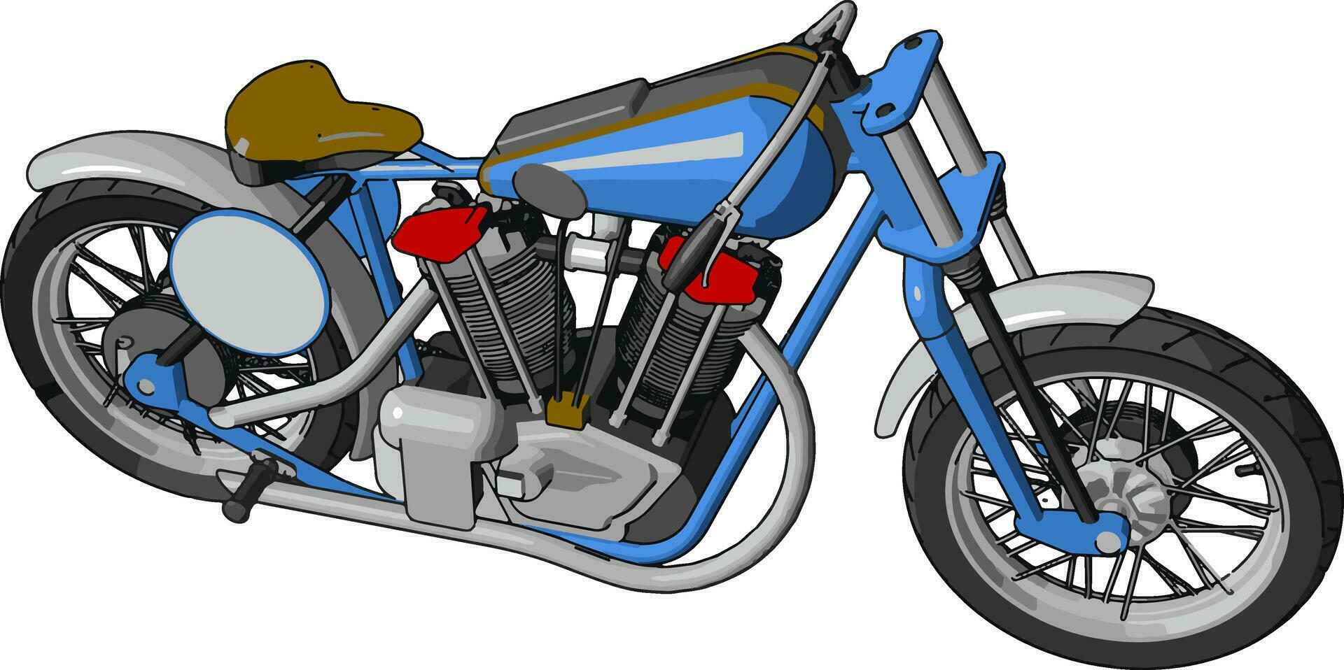 blauw en grijs wijnoogst motorfiets vector illustratie Aan wit achtergrond