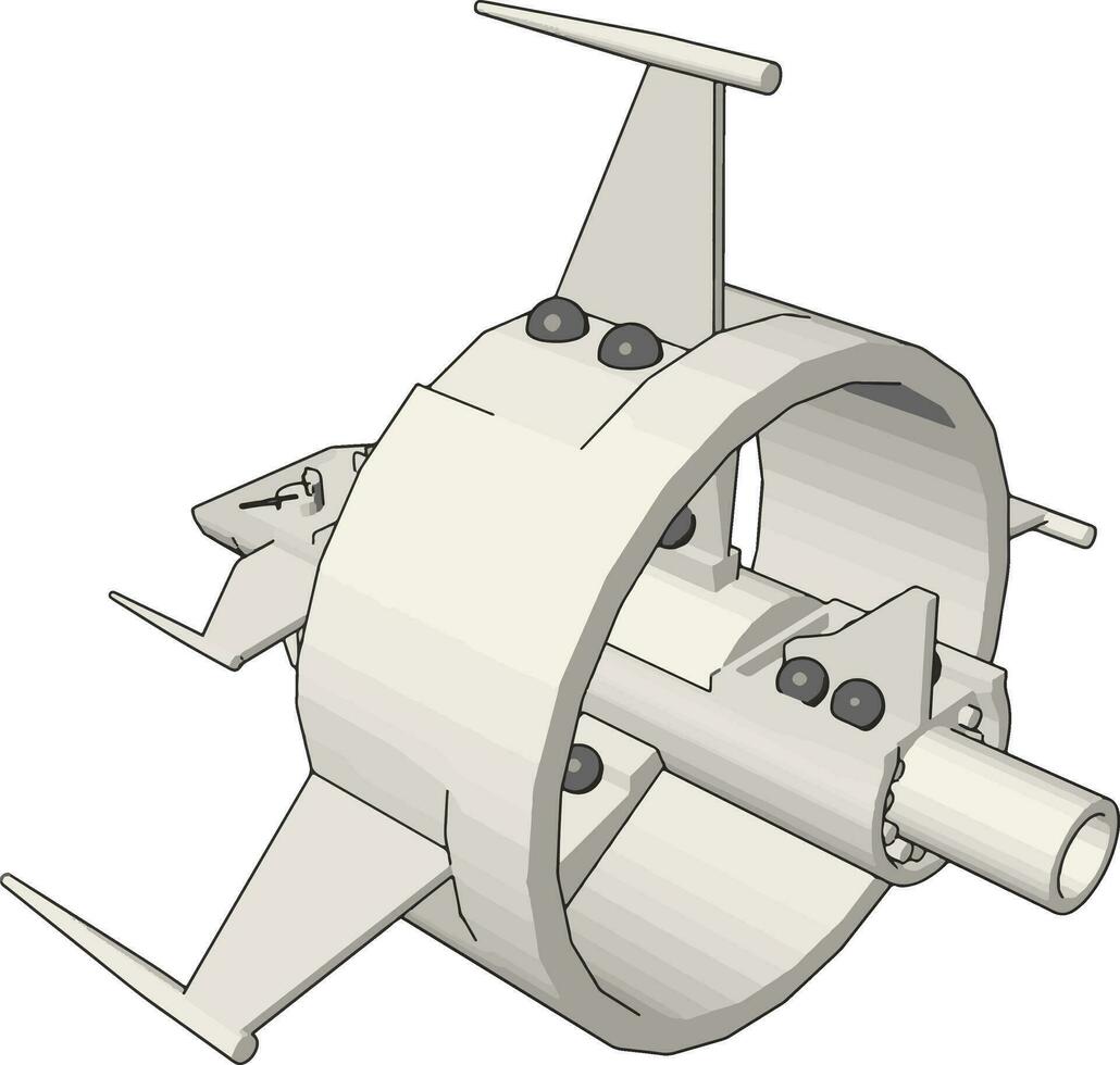 wit rond vormig fantasie slagschip vector illustratie Aan wit achtergrond