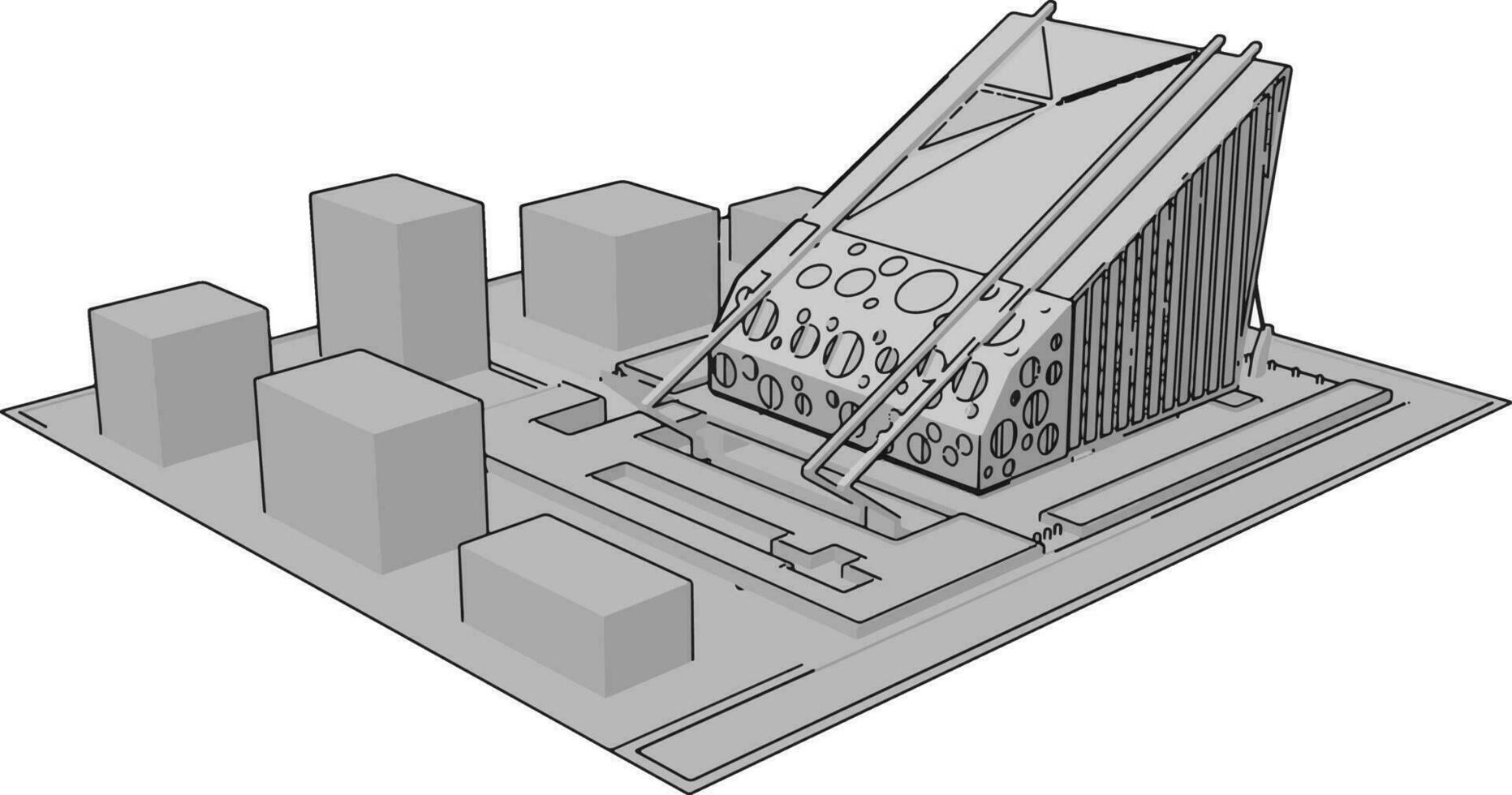 model- van dak van de gebouw, illustratie, vector Aan wit achtergrond.