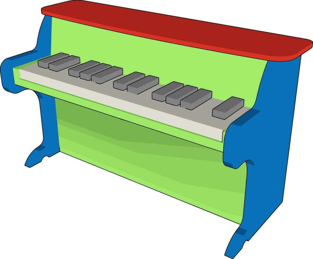 groen piano speelgoed, illustratie, vector Aan wit achtergrond., illustratie, vector Aan wit achtergrond.