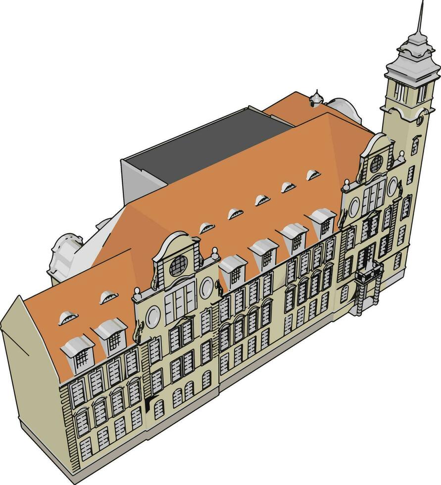 mooi kasteel, illustratie, vector Aan wit achtergrond.