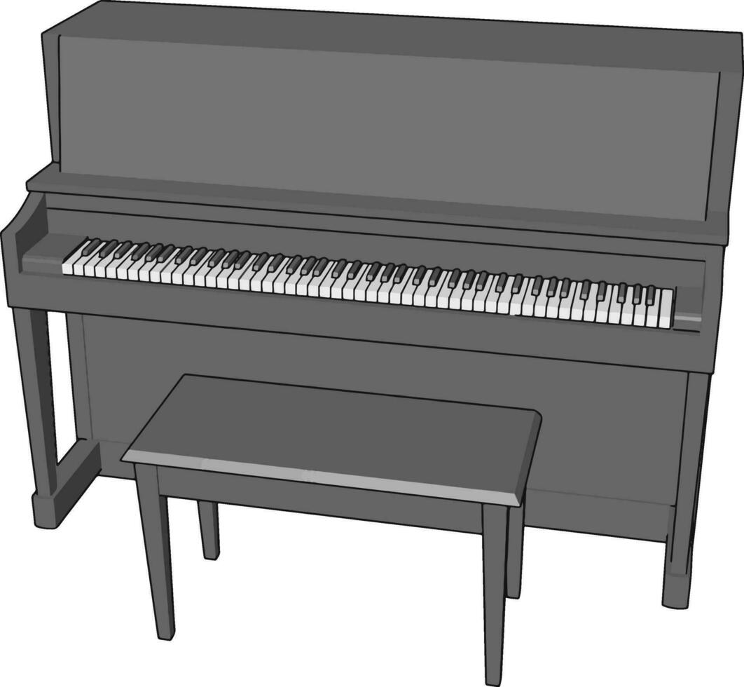 grijs piano, illustratie, vector Aan wit achtergrond.