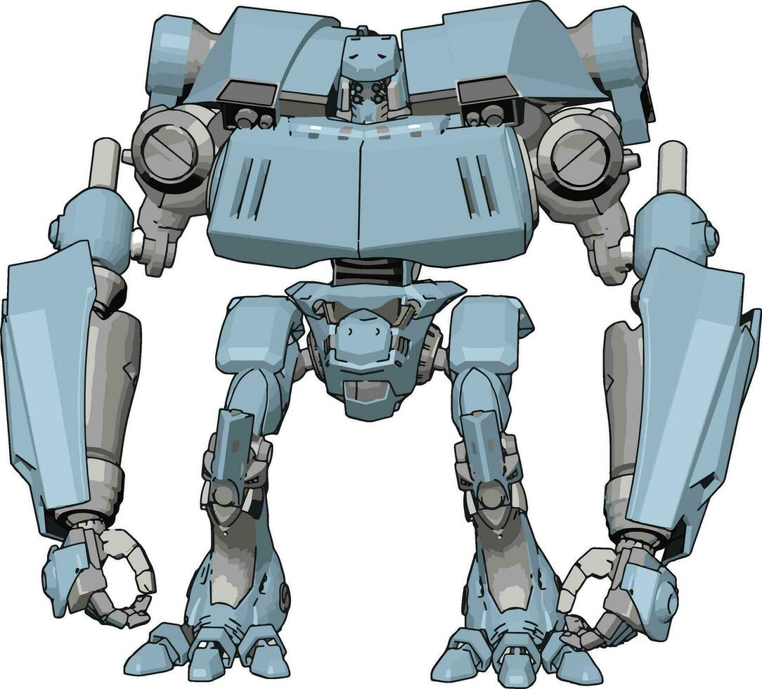 blauw groot robot, illustratie, vector Aan wit achtergrond.