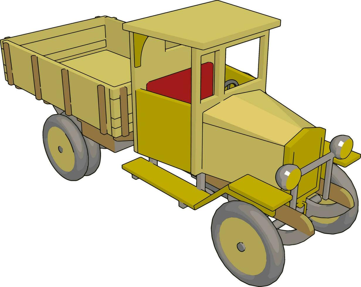 oud retro geel auto, illustratie, vector Aan wit achtergrond.
