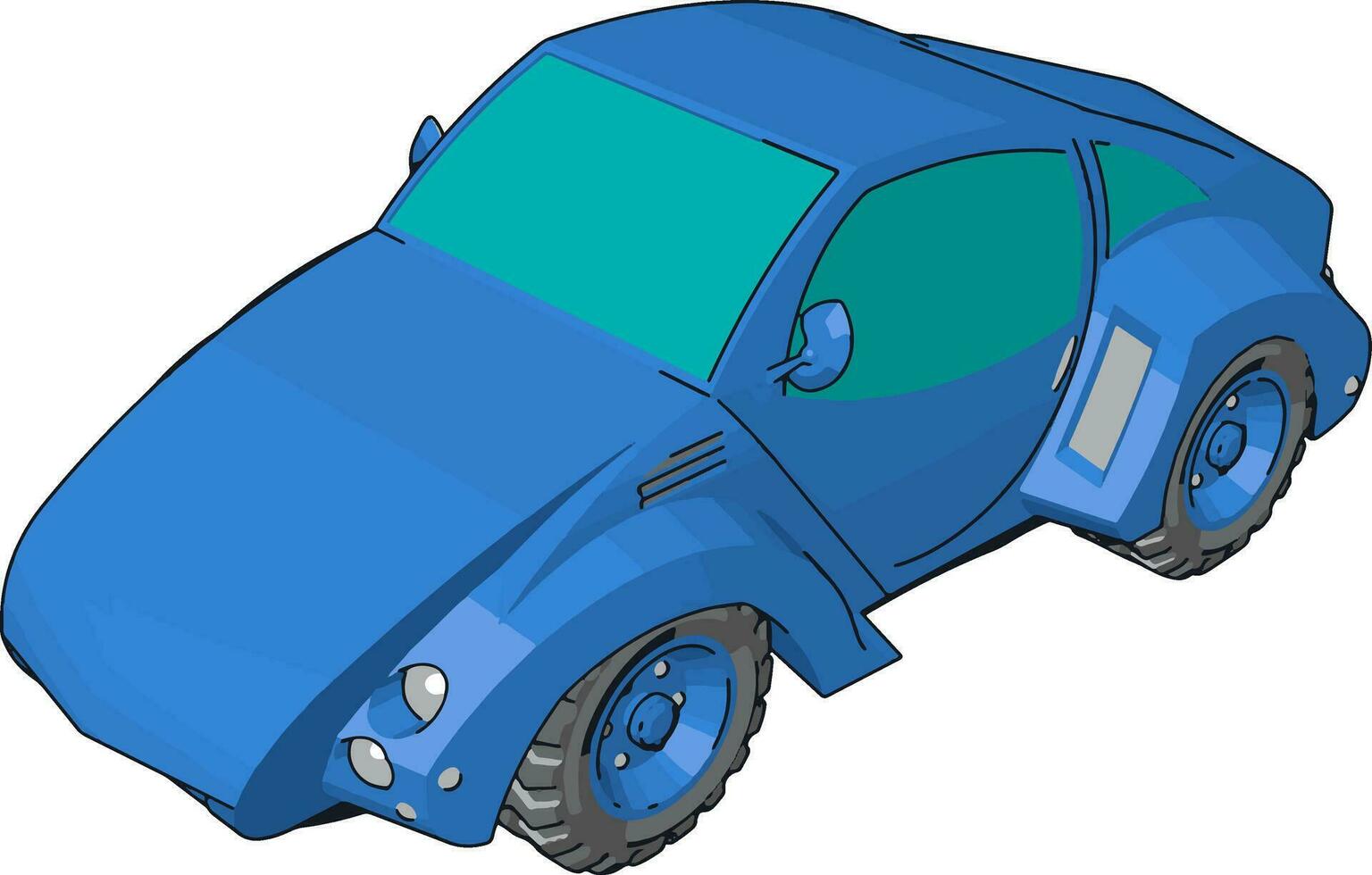 koel blauw auto, illustratie, vector Aan wit achtergrond.