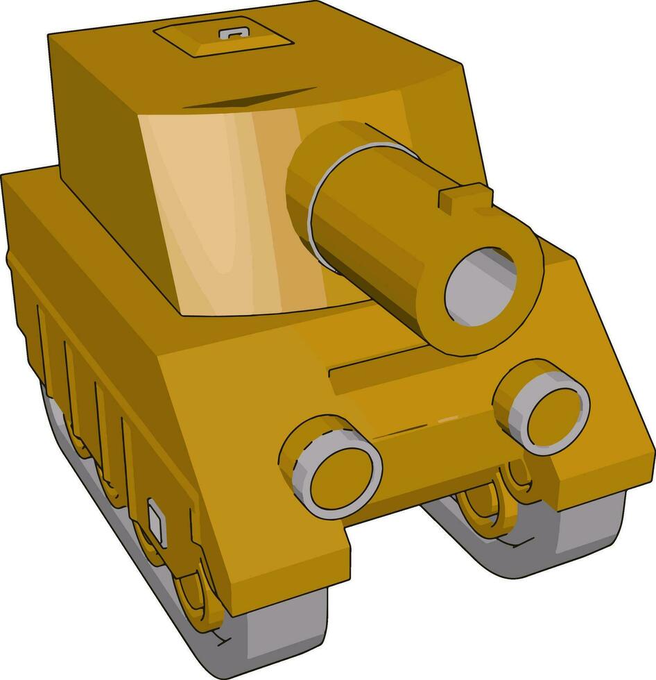 klein oranje tank, illustratie, vector Aan wit achtergrond.