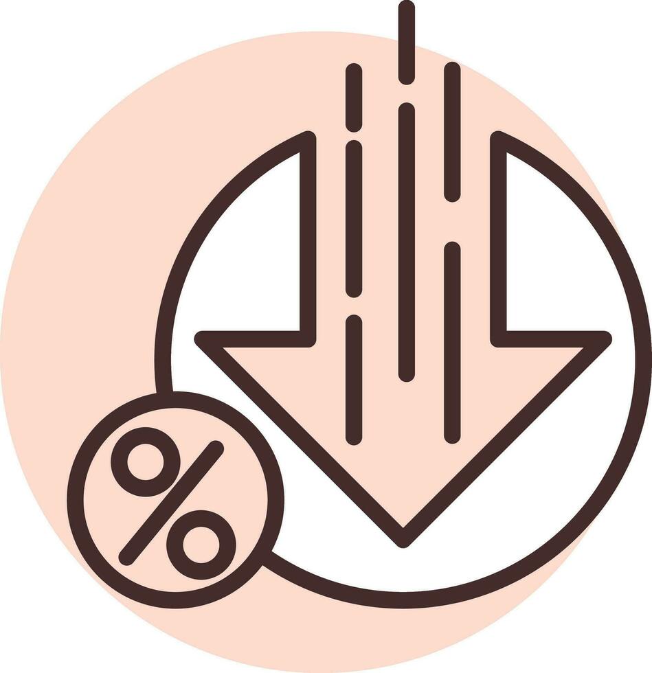 percentage kleiner worden, icoon, vector Aan wit achtergrond.