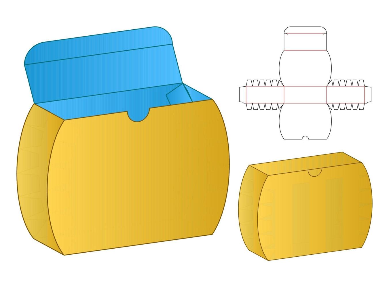 doos verpakking gestanst sjabloonontwerp. 3D-model vector