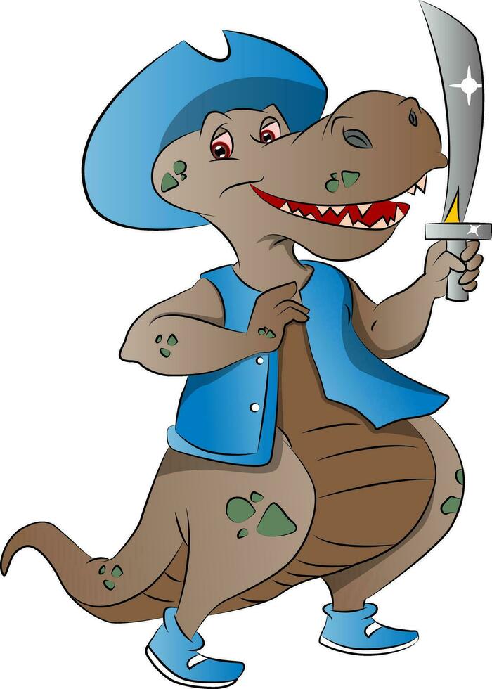 dinosaurus piraat, illustratie vector