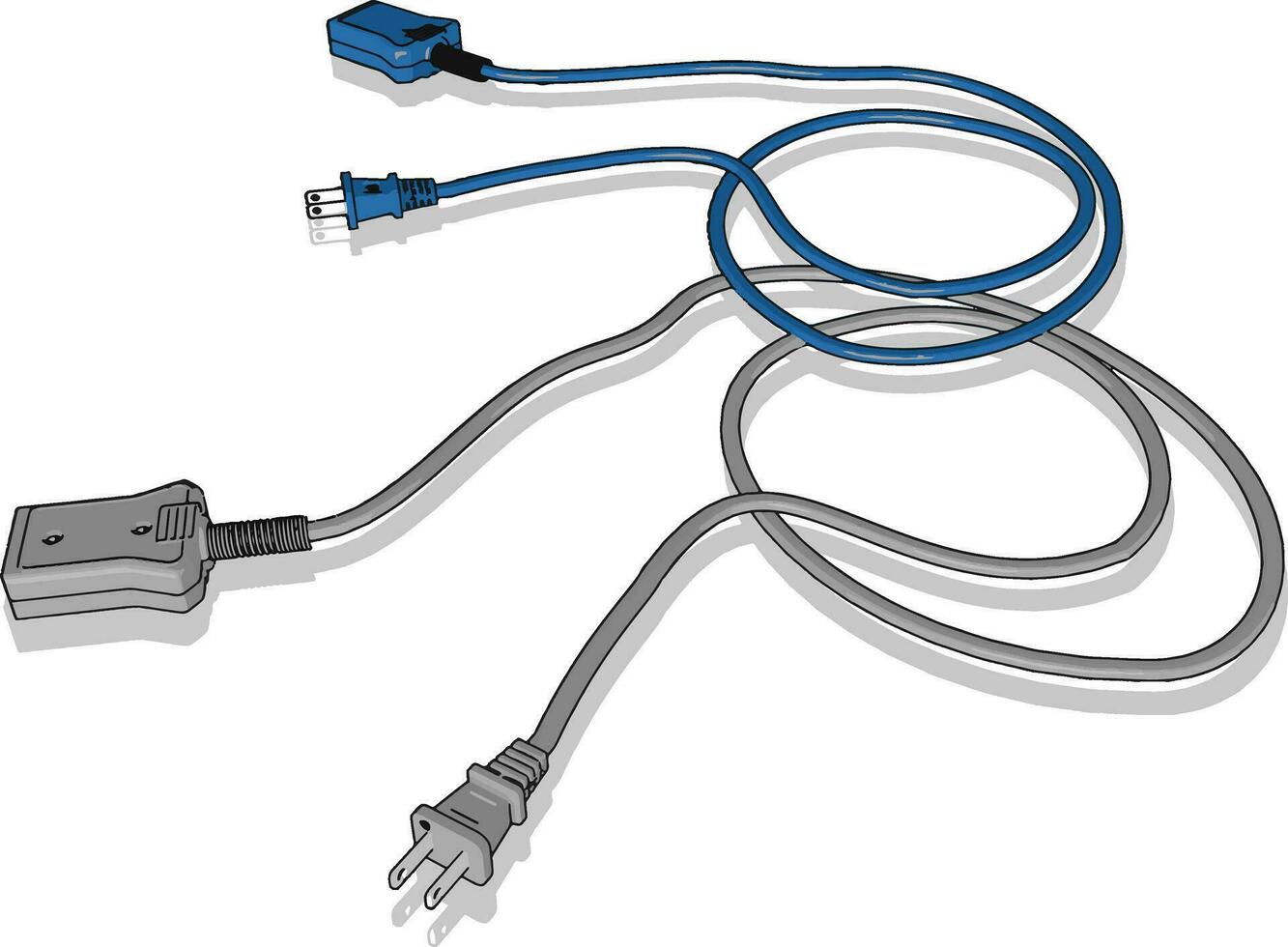 elektrisch kabel, illustratie, vector Aan wit achtergrond.
