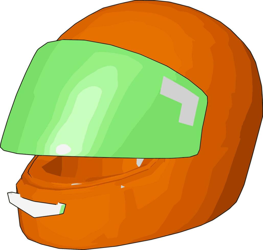 oranje en groen motorfiets helm vector illustratie Aan wit achtergrond