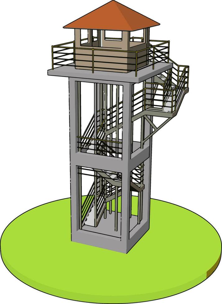 3d vector illustratie Aan wit achtergrond van een kijk maar toren